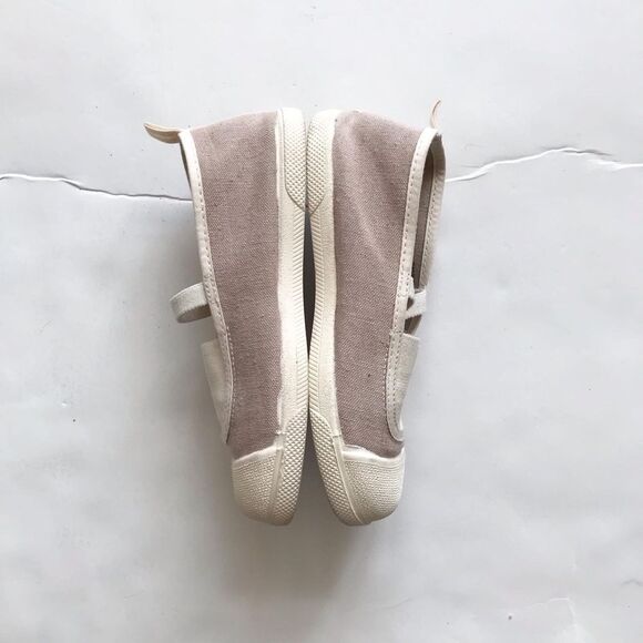 Zara neutral canvas ballet flats  EUC  size 27(10 - toddler) - Picture 2 of 6
